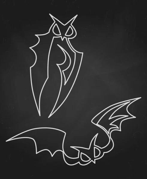 Pair Flying Bats Hand Drawn Halloween Celebration Design Element Symbol — Stock Vector