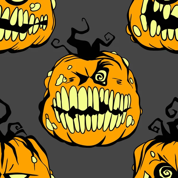 Sourire Citrouille Vecteur Halloween Motif Sans Couture Fond Conception Pour — Image vectorielle