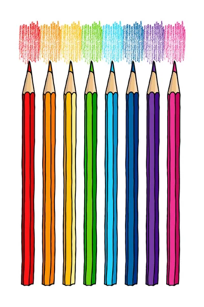 Renkli Kalemler Elle Çizilmiş Vektör Karalama Çizimi Beyaz Arkaplan Üzerine — Stok Vektör