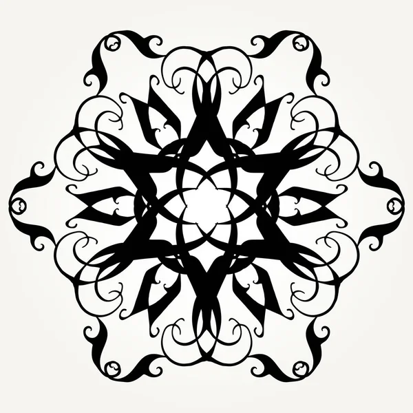 Roseta Redonda Garabatos Adornada Negro Sobre Fondos Blancos Mandala Formado — Vector de stock