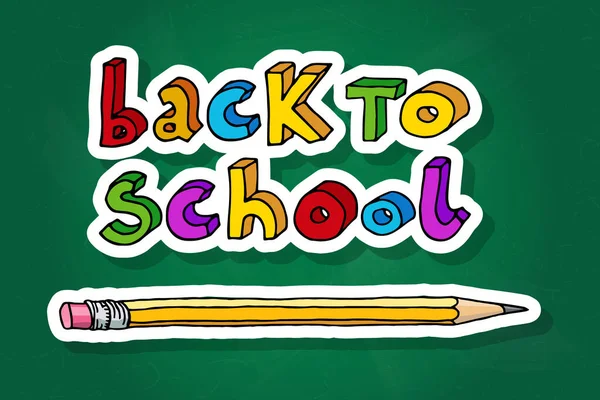 Handgezeichnetes Doodle Back School Mit Bunten Wörtern Und Bleistift Über — Stockvektor