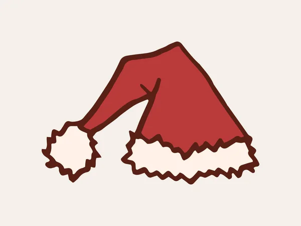 Chapeau Père Noël Dessiné Main Élément Conception Doodle Noël Carte — Image vectorielle