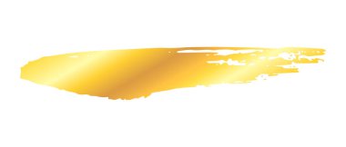 Beyaz arka planda izole edilmiş sanatsal grunge altın fırça darbesi. Metal parlak altın tasarım element vektör çizimi.