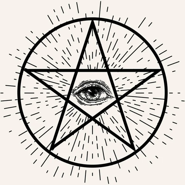 Eye Providence Sacred Masonic Symbol All Seeing Eye Rays Light — Stock Vector