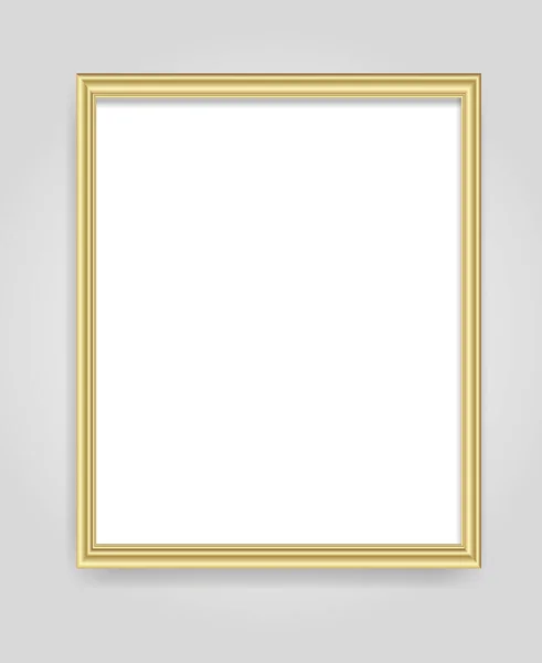 Gouden Glanzend Realistisch Gloeiend Frame Geïsoleerd Witte Achtergrond Goud Metaal — Stockvector