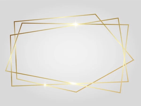 Cadre Poligonal Géométrique Brillant Doré Isolé Sur Fond Blanc Métal — Image vectorielle