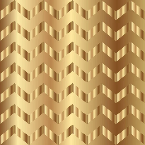 Gouden Gradiënt Chevron Patroon Abstracte Moderne Vectorachtergrond Glanzend Metaal Zigzag — Stockvector