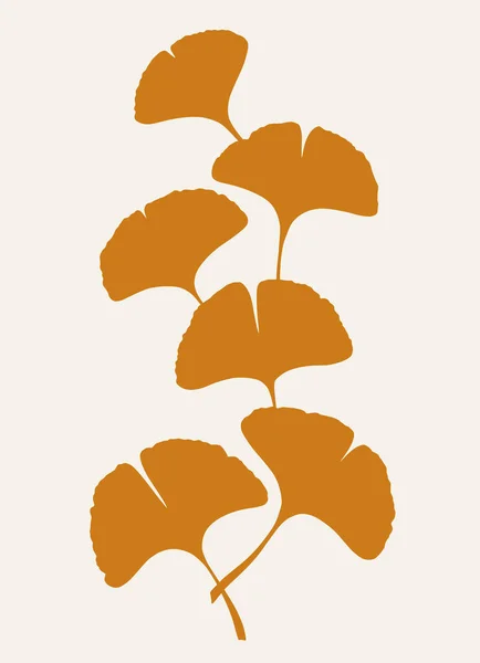 Otoño Ginkgo Gingko Biloba Rama Con Hojas Ilustración Del Vector — Vector de stock