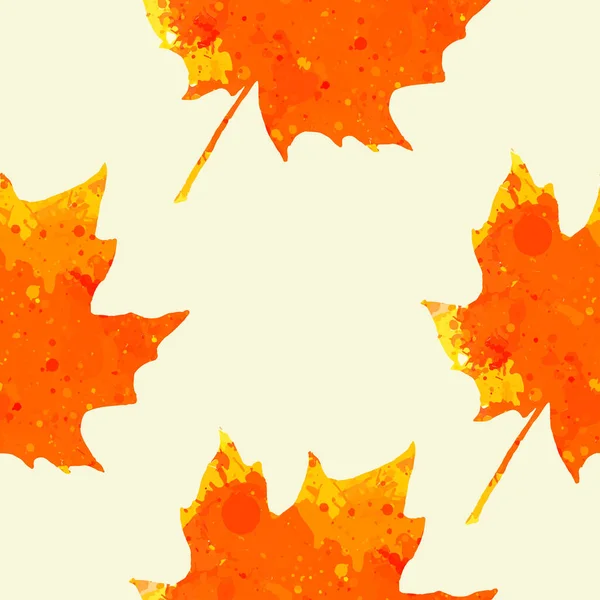 Élénk Narancs Akvarell Őszi Juhar Levelek Zökkenőmentes Minta — Stock Vector