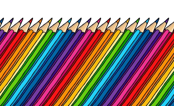 Lápis Coloridos Definir Mão Desenhada Ilustração Vetor Doodle Raibow Lápis — Vetor de Stock