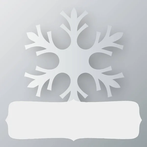 Marco Blanco Simple Con Copo Nieve Para Texto Navidad Vector — Vector de stock