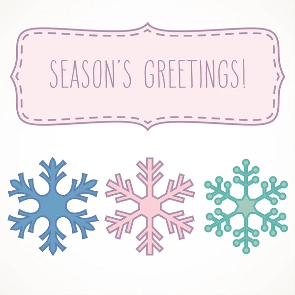 Tree Pastel Snowflake Hand Written Season Greetings Frame Winter Holidays — Stock Vector