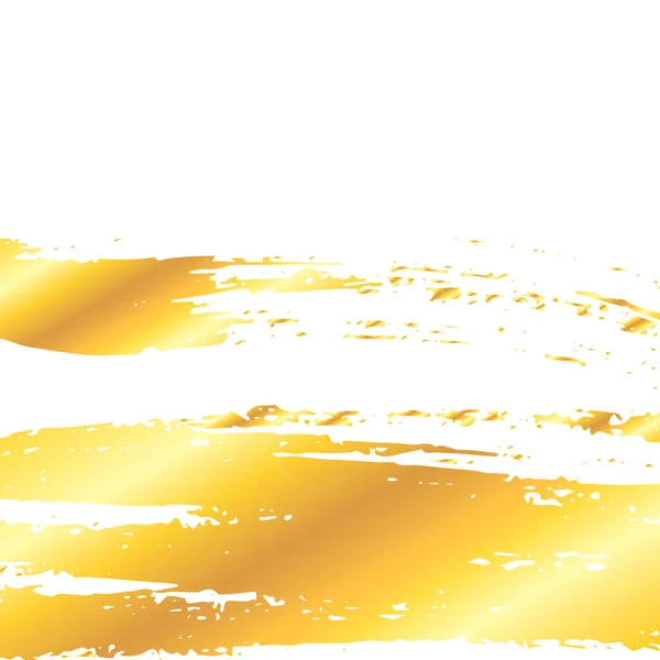 Художественный Гранж Золотой Мазок Кистью Поверх Белого Металлическая Векторная Иллюстрация — стоковый вектор