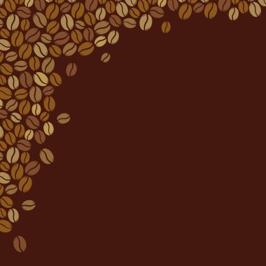 Koyu kahverengi çerçeveli kavrulmuş kahve çekirdekleri. Grafik menü şablonu vektör çizimi.