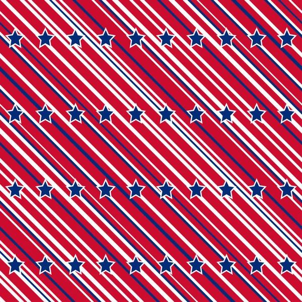 美国爱国明星和条纹无缝图案明亮的红色 蓝色和白色 独立日矢量背景 — 图库矢量图片
