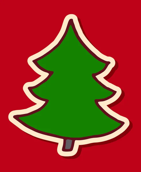 Árbol Abeto Elemento Diseño Garabatos Navidad Dibujado Mano Vacaciones Invierno — Vector de stock