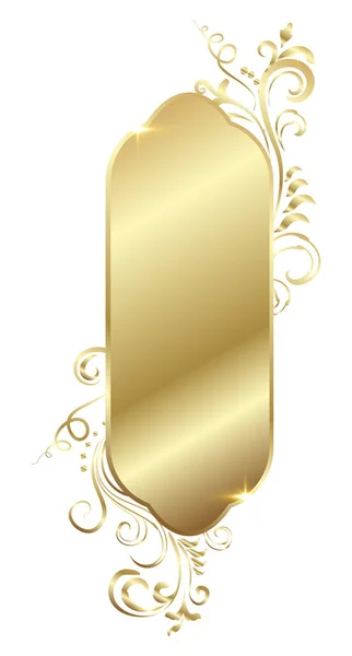 Marco Victoriano Brillante Brillante Dorado Adornado Aislado Sobre Blanco Oro — Vector de stock