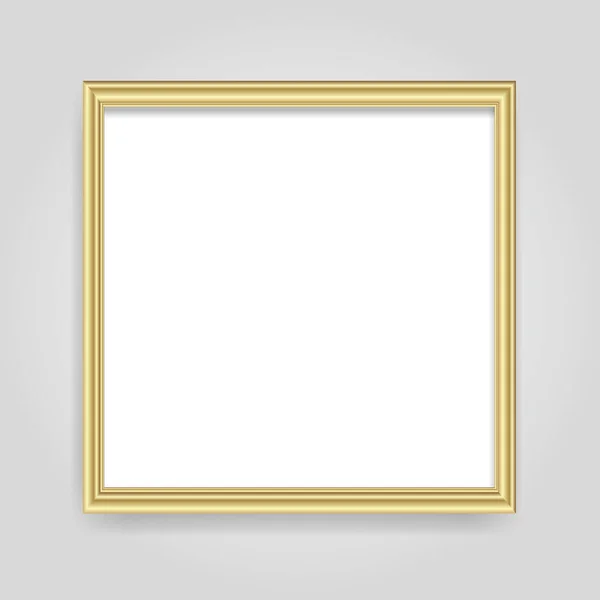 Gouden Glanzend Realistisch Gloeiend Frame Geïsoleerd Witte Achtergrond Goud Metaal — Stockvector