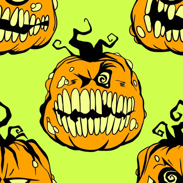 Sourire Citrouille Vecteur Halloween Motif Sans Couture Fond Conception Pour — Image vectorielle