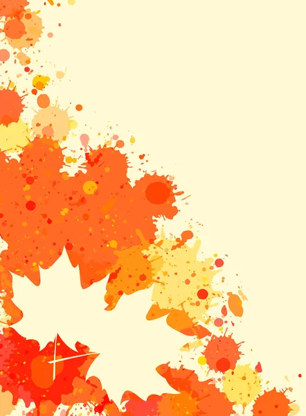 Marco Salpicadura Pintura Acuarela Naranja Brillante Con Hojas Arce Otoño — Vector de stock