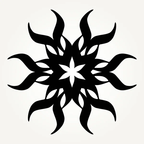 Ozdobná Kulatá Růžice Černém Bílém Pozadí Mandala Tvořena Ručně Kreslenými — Stockový vektor