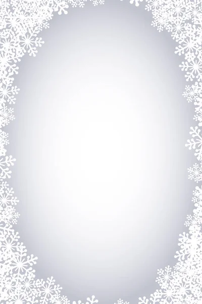 Karácsonyi Hópelyhek Üres Ovális Keret Vektor Illusztráció Üdvözlő Kártya Világosszürke — Stock Vector