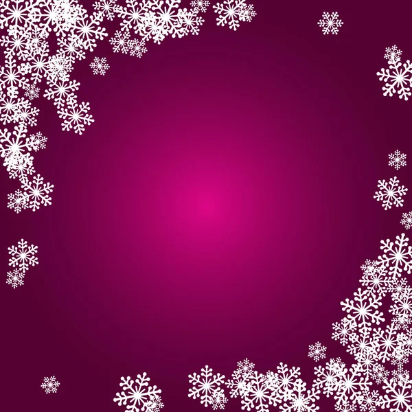圣诞雪花的空白帧矢量插图 贺卡冬季粉色渐变背景与复制空间 新年快乐 — 图库矢量图片