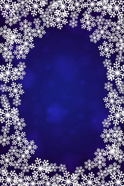 圣诞雪花的空白帧矢量插图 贺卡冬季深蓝色背景与复制空间 新年快乐 纵向格式 — 图库矢量图片