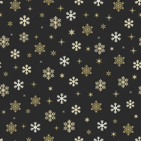 Сніжинки Безшовний Візерунок Блідо Золоті Снігові Пластівці Фон Зимових Канікул — стоковий вектор