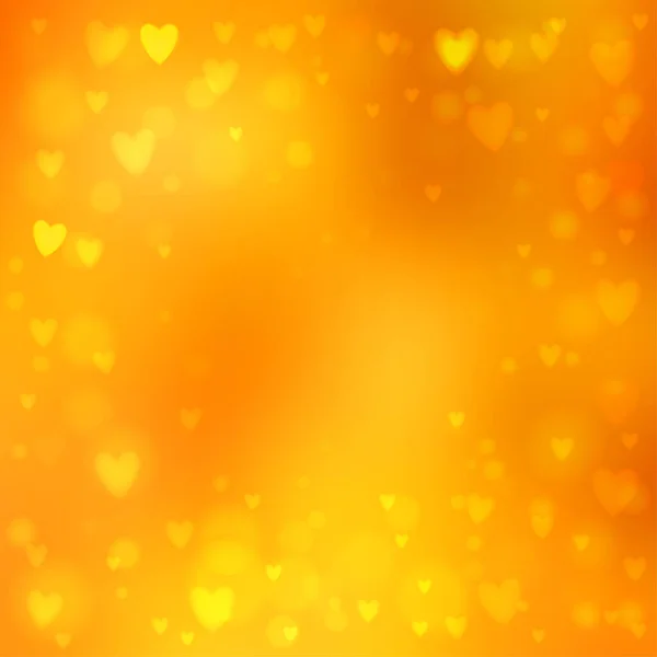 抽象的正方形模糊橙色背景 上面有心形的小灯 — 图库矢量图片