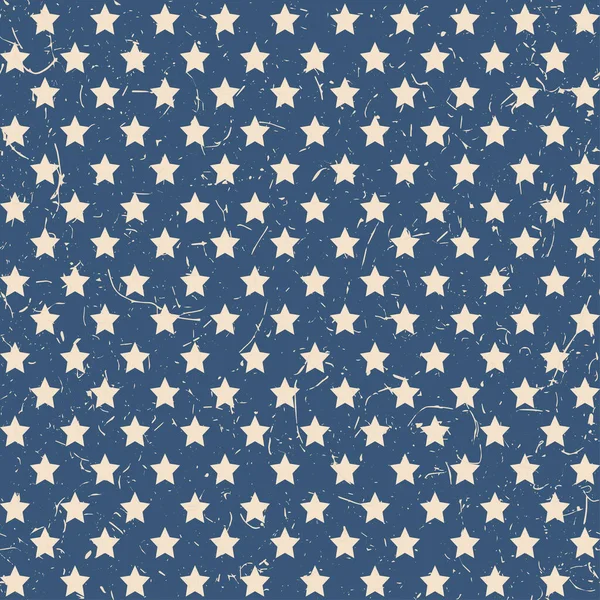Американские Патриотические Звезды Текстурировали Бесшовные Картины Винтажных Цветах Векторный Фон — стоковый вектор
