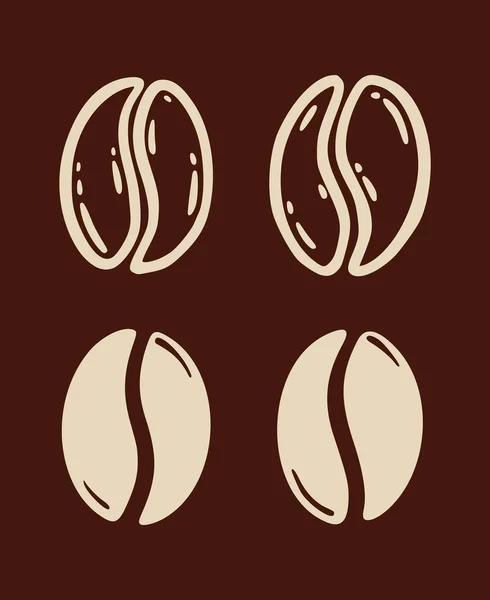 Pečená Kávová Zrna Ručně Kreslený Grafický Vektor Ilustrace Izolované Přes — Stockový vektor