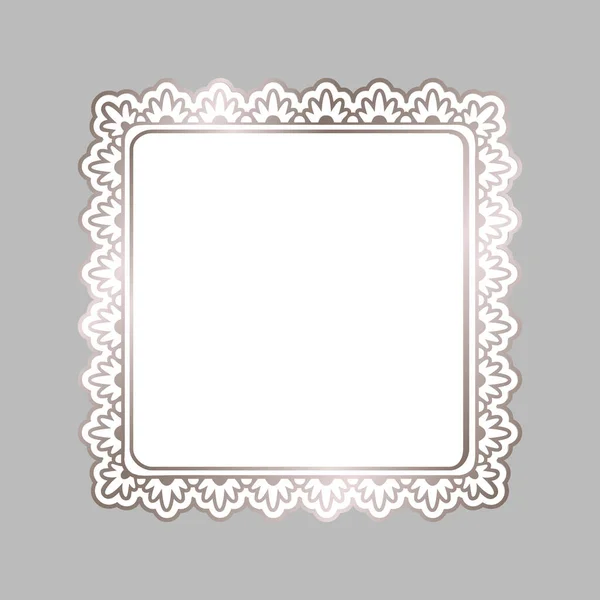 Rose Golden Shiny Glowing Square Ornate Frame Isolated Light Gray — Stock Vector