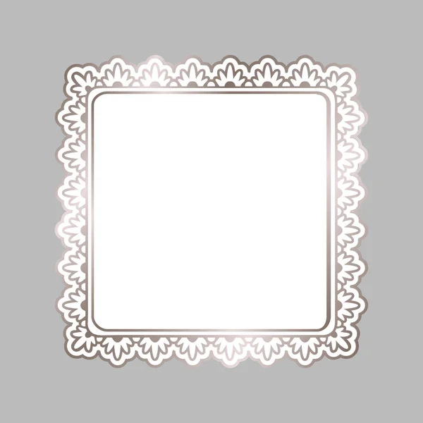 Rose Dourado Brilhante Quadro Ornamentado Quadrado Brilhante Isolado Sobre Fundo — Vetor de Stock