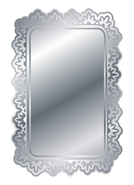 Zilver Glanzend Gloeiende Sierlijke Rechthoek Frame Geïsoleerd Wit Metalen Luxe — Stockvector