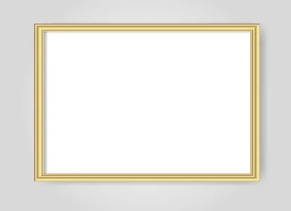 Gouden Glanzend Realistisch Gloeiend Frame Geïsoleerd Witte Achtergrond Goud Metaal — Stockvector