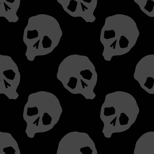 Vector Halloween Doodle Totenköpfe Nahtlose Muster Design Hintergrund Für Parteiplakate — Stockvektor