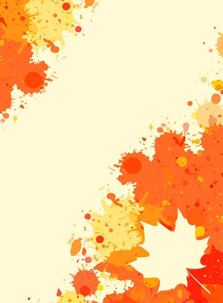 Leuchtend Orangefarbener Spritzerrahmen Mit Herbstlichem Ahornblatt Vertikales Format — Stockvektor