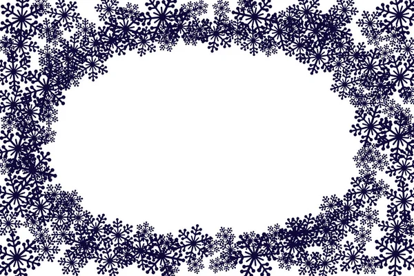 Kerst Sneeuwvlokken Blanco Ovale Frame Vector Illustratie Wenskaart Zwart Wit — Stockvector