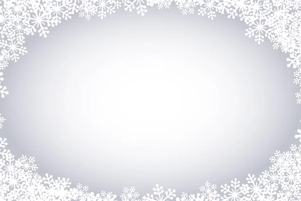 Navidad Copos Nieve Blanco Marco Oval Ilustración Vectorial Tarjeta Felicitación — Archivo Imágenes Vectoriales