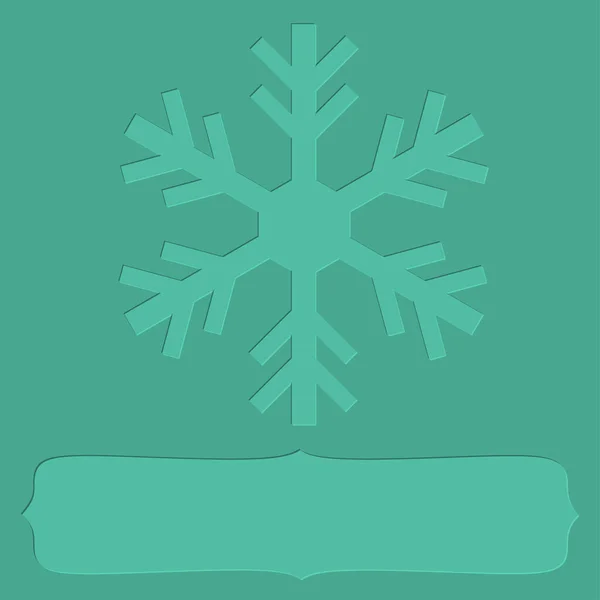 Letterpress Marco Verde Con Copo Nieve Para Texto Navidad — Vector de stock