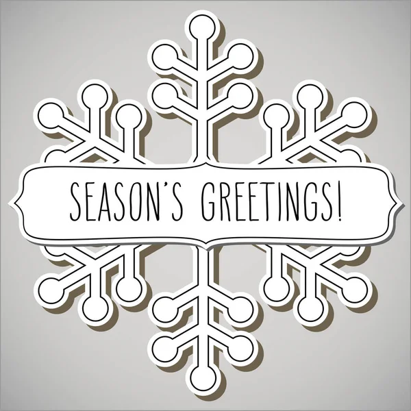 Paper Cut Snowflake Frame Hand Written Season Greetings Light Grey — Stock Vector