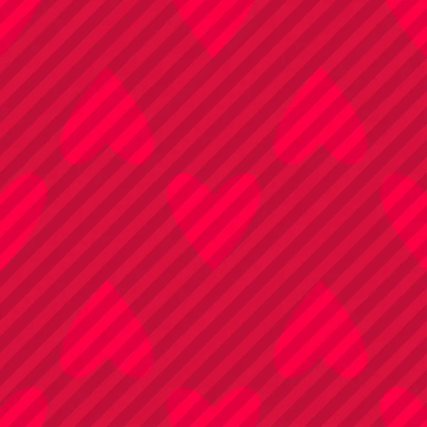 Naadloze Heldere Rode Harten Strepen Patroon Valentijnsdag Tegel Achtergrond Romantisch — Stockvector