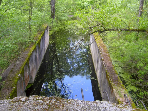 Oude Overstroomd Concrete Tunnel Zhukov Een Eiland Kiev Oekraïne — Stockfoto