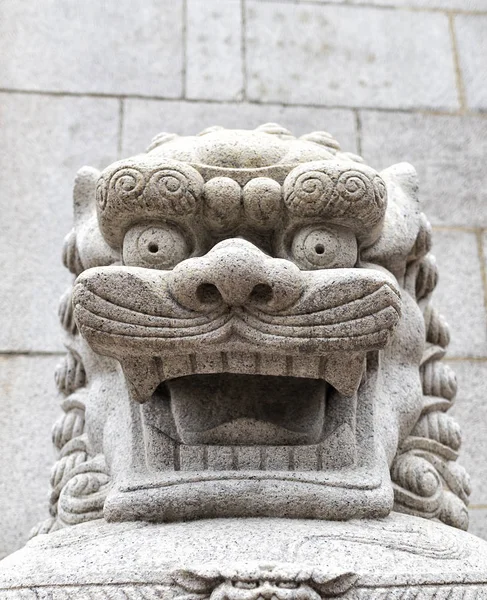 Una Statua Leone Pietra Hong Kong — Foto Stock