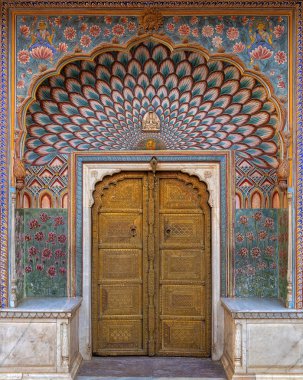 Lotus Gate civarındaki Pitam Niwas Chowk, Jaipur City Palace, Hindistan