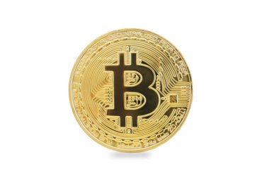 Bitcoin altın sikke Btc beyaz arka plan üzerinde izole.