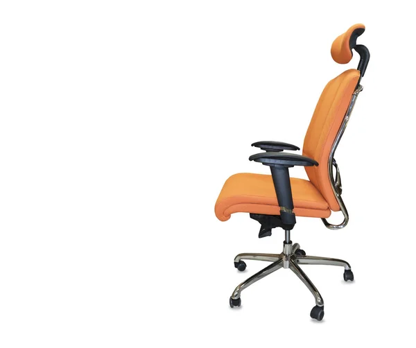 Bürostuhl Aus Orangefarbenem Stoff Isoliert — Stockfoto