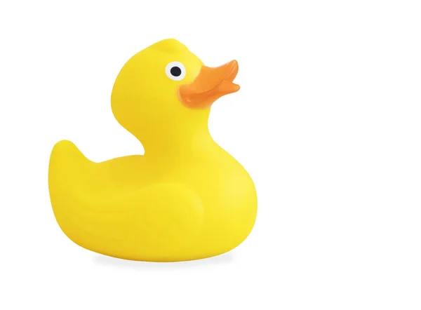Gele Rubber Duck Geïsoleerd Witte Achtergrond — Stockfoto