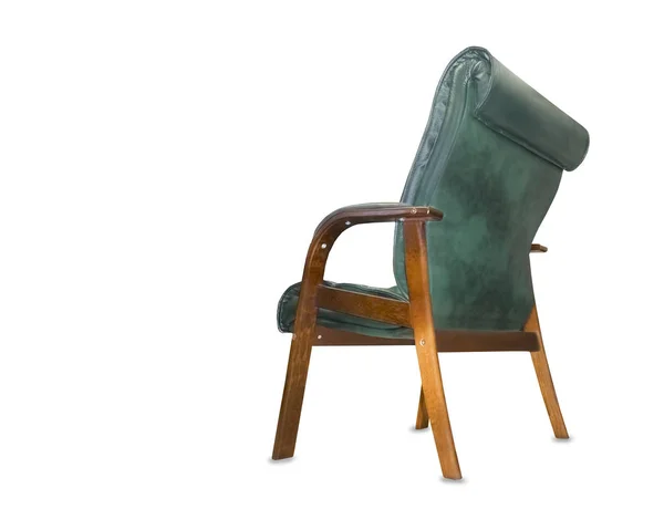 从绿色皮革的现代椅背观 — 图库照片